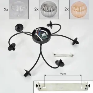 hofstein Plafonnier Chehalis Ambre, Clair, Fumé, 6 lumières* Lampes Modernes