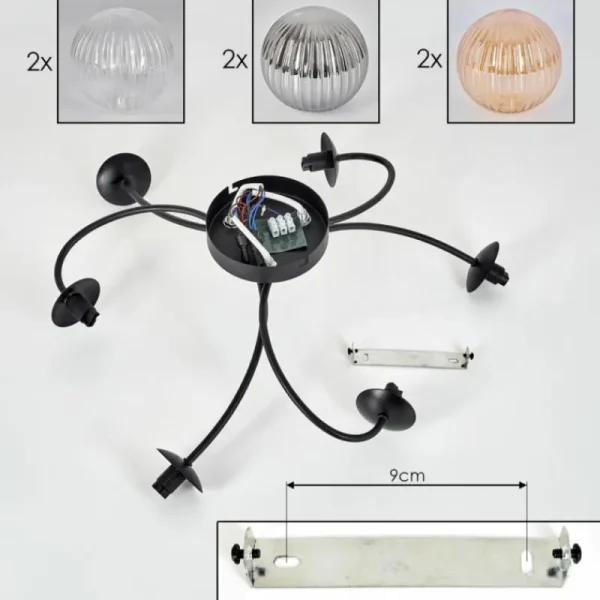 hofstein Plafonnier Chehalis Ambre, Clair, Fumé, 6 lumières* Lampes Modernes