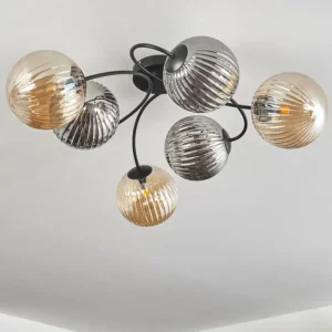 hofstein Plafonnier Chehalis Ambre, Fumé, 6 lumières* Lampes Modernes