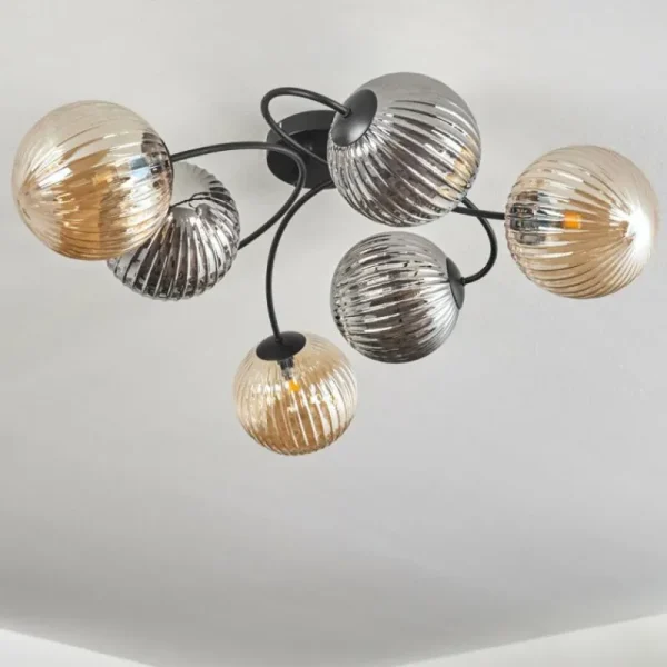 hofstein Plafonnier Chehalis Ambre, Fumé, 6 lumières* Lampes Modernes