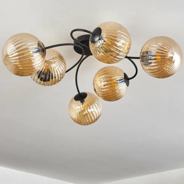 hofstein Plafonnier Chehalis Ambre, 6 lumières* Lampes En Verre