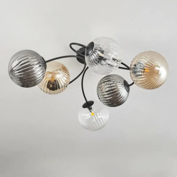 hofstein Plafonnier Chehalis Ambre, Clair, Fumé, 6 lumières* Lampes Modernes