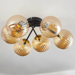 hofstein Plafonnier Chehalis Ambre, 6 lumières* Lampes En Verre