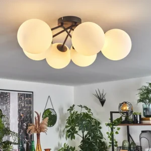 hofstein Plafonnier Chehalis Blanc, 6 lumières* Lampes En Verre