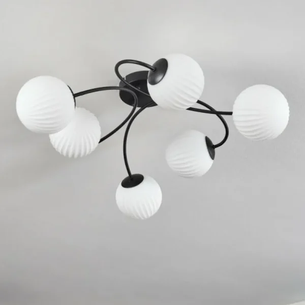 hofstein Plafonnier Chehalis Blanc, 6 lumières* Lampes En Verre