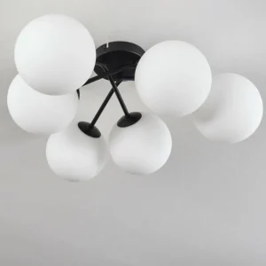 hofstein Plafonnier Chehalis Blanc, 6 lumières* Lampes En Verre