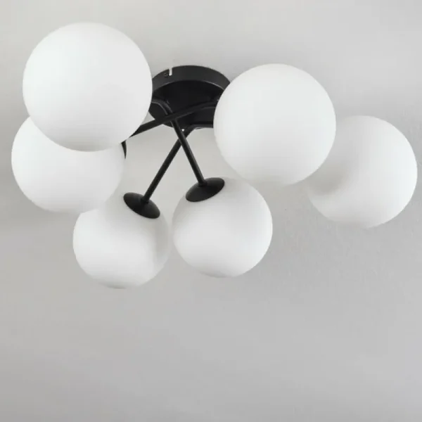hofstein Plafonnier Chehalis Blanc, 6 lumières* Lampes En Verre