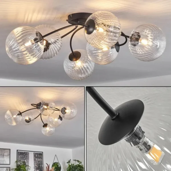 hofstein Plafonnier Chehalis Clair, 6 lumières* Lampes En Verre