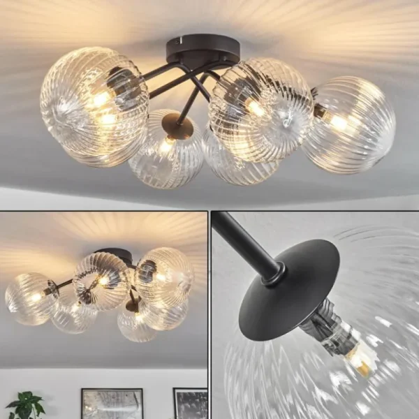 hofstein Plafonnier Chehalis Clair, 6 lumières* Lampes En Verre