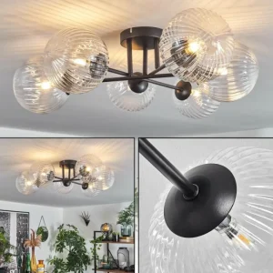 hofstein Plafonnier Chehalis Clair, 6 lumières* Lampes En Verre