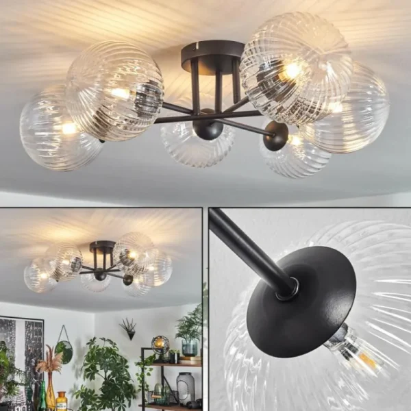 hofstein Plafonnier Chehalis Clair, 6 lumières* Lampes En Verre