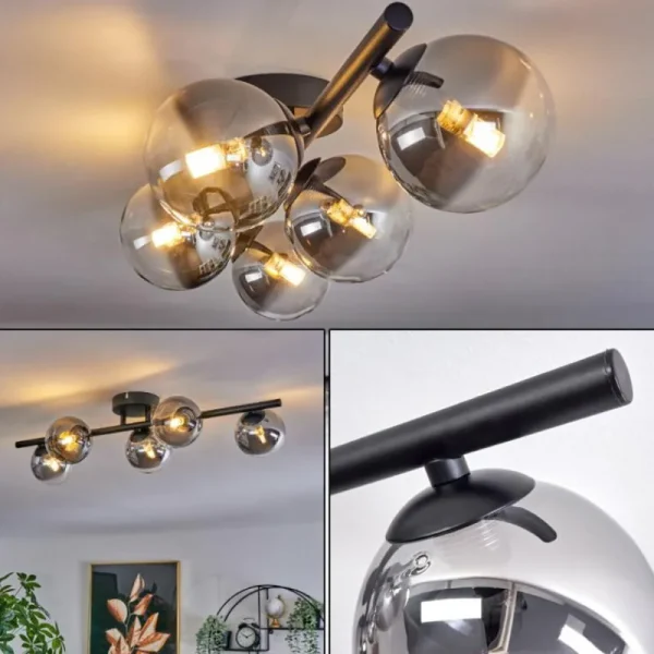hofstein Plafonnier Chehalis Clair, Fumé, 5 lumières* Lampes Modernes
