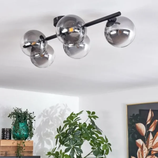 hofstein Plafonnier Chehalis Clair, Fumé, 5 lumières* Lampes Modernes