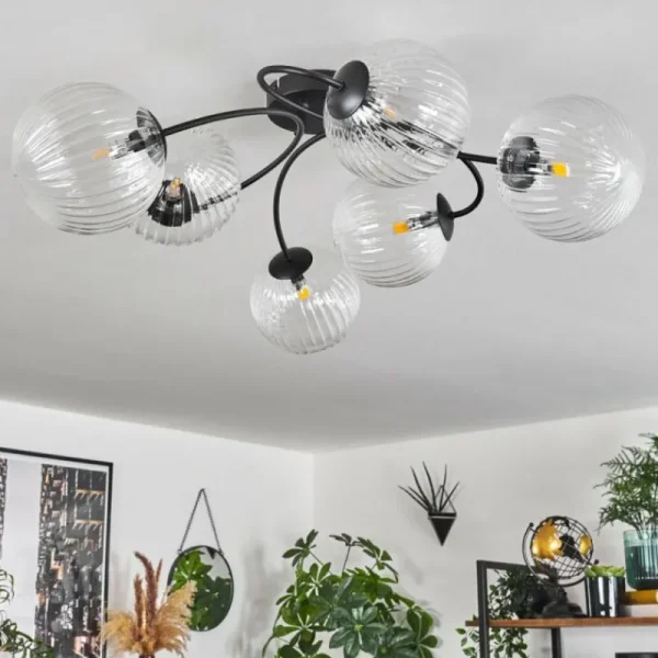 hofstein Plafonnier Chehalis Clair, 6 lumières* Lampes En Verre