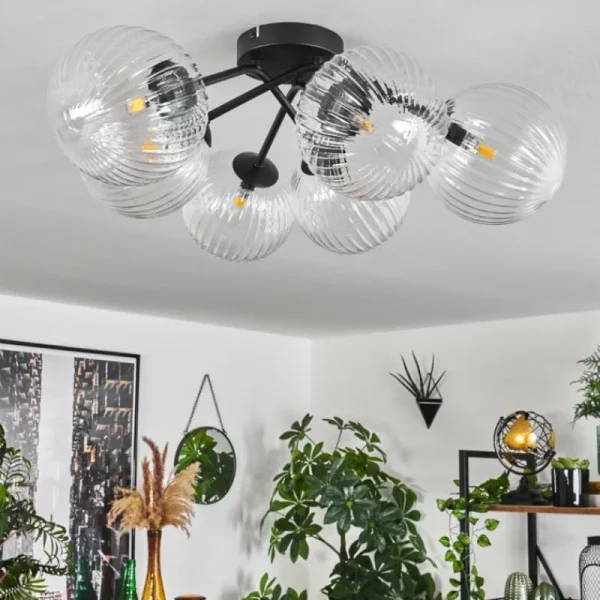 hofstein Plafonnier Chehalis Clair, 6 lumières* Lampes En Verre