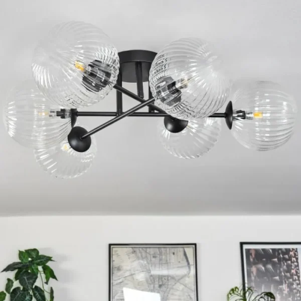 hofstein Plafonnier Chehalis Clair, 6 lumières* Lampes En Verre
