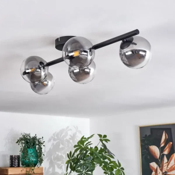 hofstein Plafonnier Chehalis Clair, Fumé, 5 lumières* Lampes Modernes