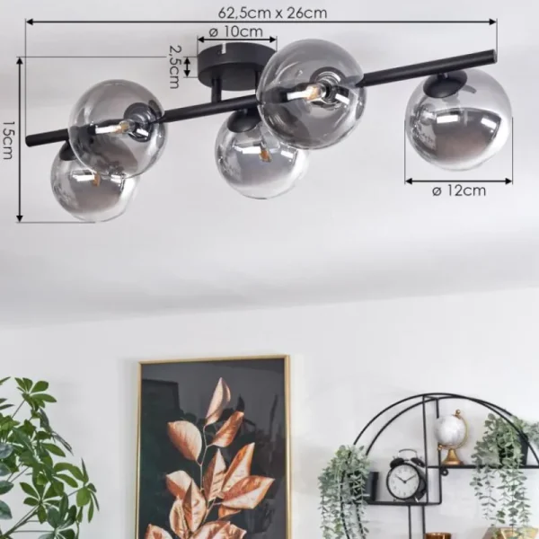 hofstein Plafonnier Chehalis Clair, Fumé, 5 lumières* Lampes Modernes