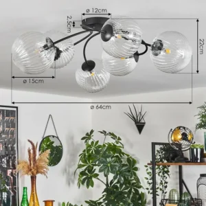 hofstein Plafonnier Chehalis Clair, 6 lumières* Lampes En Verre