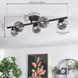 hofstein Plafonnier Chehalis Clair, Fumé, 5 lumières* Lampes Modernes