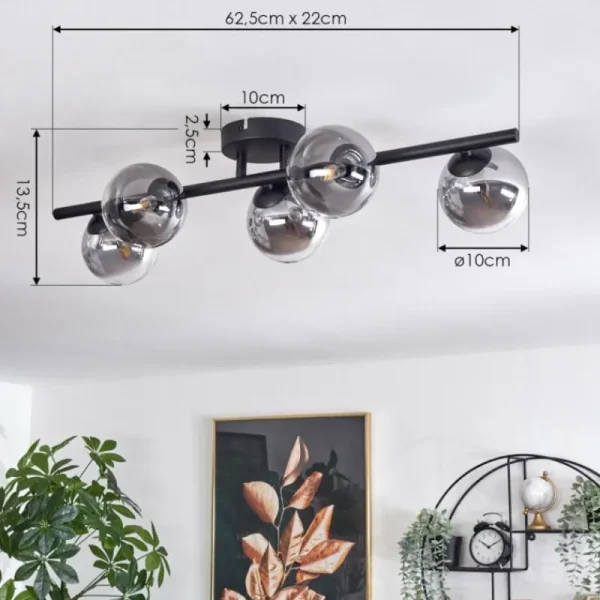 hofstein Plafonnier Chehalis Clair, Fumé, 5 lumières* Lampes Modernes