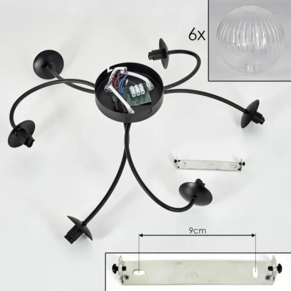 hofstein Plafonnier Chehalis Clair, 6 lumières* Lampes En Verre