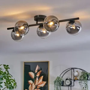 hofstein Plafonnier Chehalis Clair, Fumé, 5 lumières* Lampes Modernes