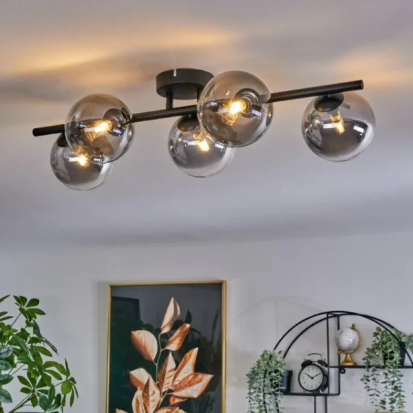 hofstein Plafonnier Chehalis Clair, Fumé, 5 lumières* Lampes Modernes