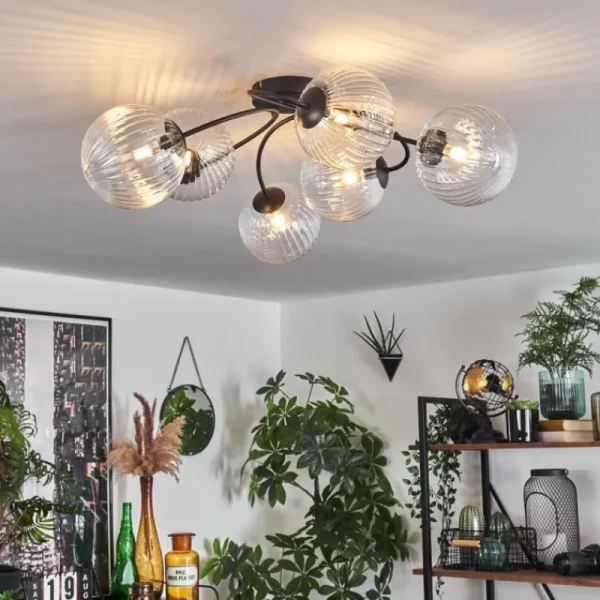 hofstein Plafonnier Chehalis Clair, 6 lumières* Lampes En Verre