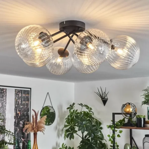 hofstein Plafonnier Chehalis Clair, 6 lumières* Lampes En Verre