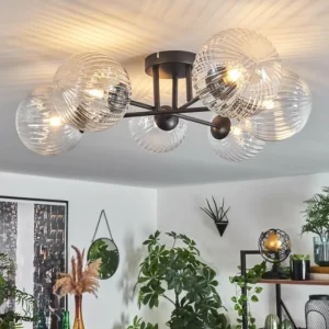 hofstein Plafonnier Chehalis Clair, 6 lumières* Lampes En Verre