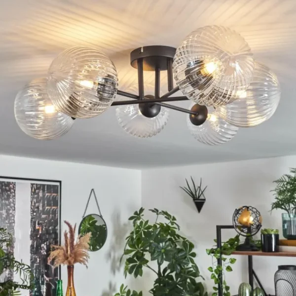 hofstein Plafonnier Chehalis Clair, 6 lumières* Lampes En Verre