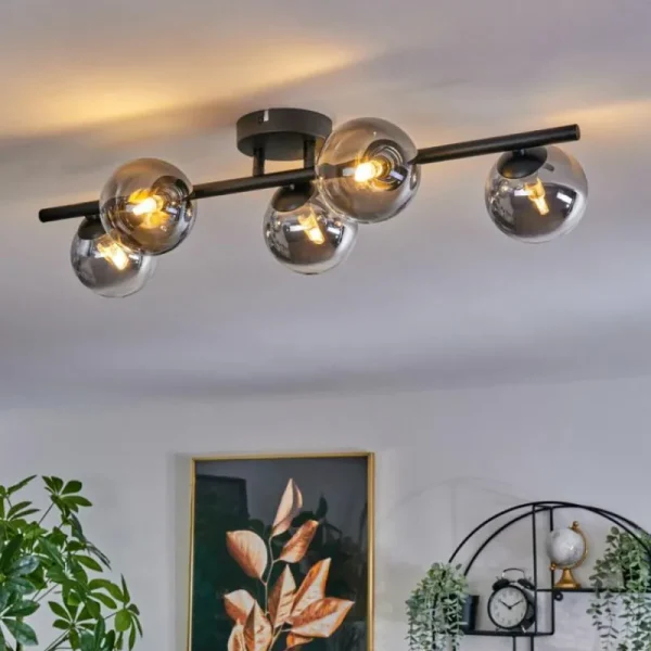 hofstein Plafonnier Chehalis Clair, Fumé, 5 lumières* Lampes Modernes
