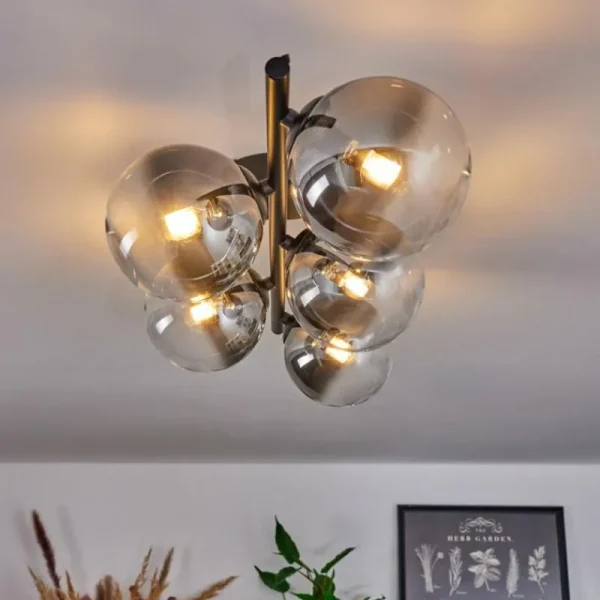 hofstein Plafonnier Chehalis Clair, Fumé, 5 lumières* Lampes Modernes