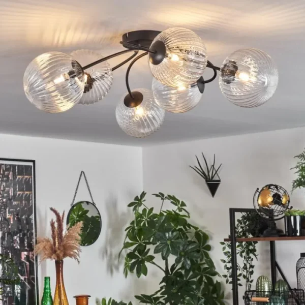 hofstein Plafonnier Chehalis Clair, 6 lumières* Lampes En Verre