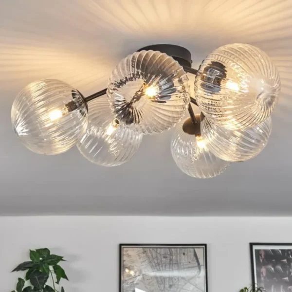 hofstein Plafonnier Chehalis Clair, 6 lumières* Lampes En Verre