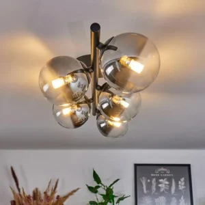 hofstein Plafonnier Chehalis Clair, Fumé, 5 lumières* Lampes Modernes