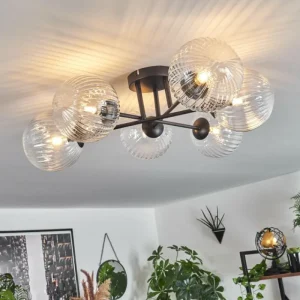 hofstein Plafonnier Chehalis Clair, 6 lumières* Lampes En Verre