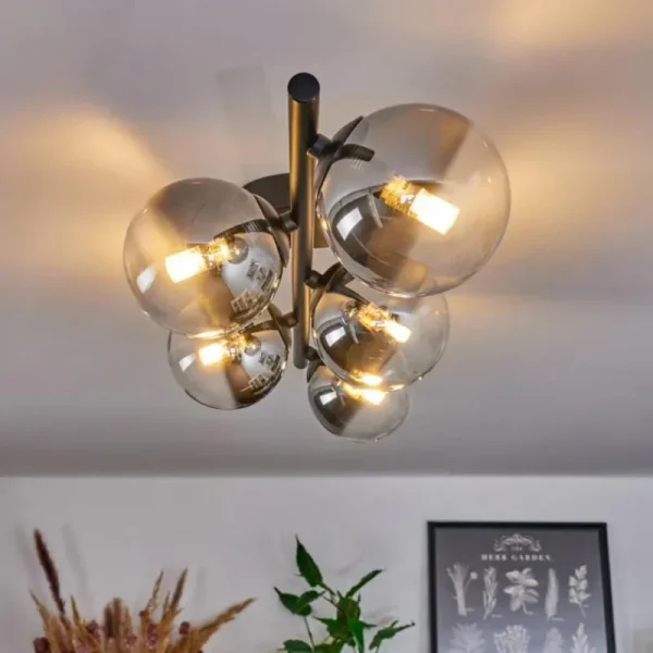 hofstein Plafonnier Chehalis Clair, Fumé, 5 lumières* Lampes Modernes