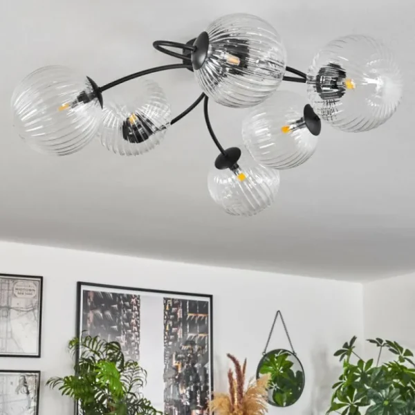 hofstein Plafonnier Chehalis Clair, 6 lumières* Lampes En Verre