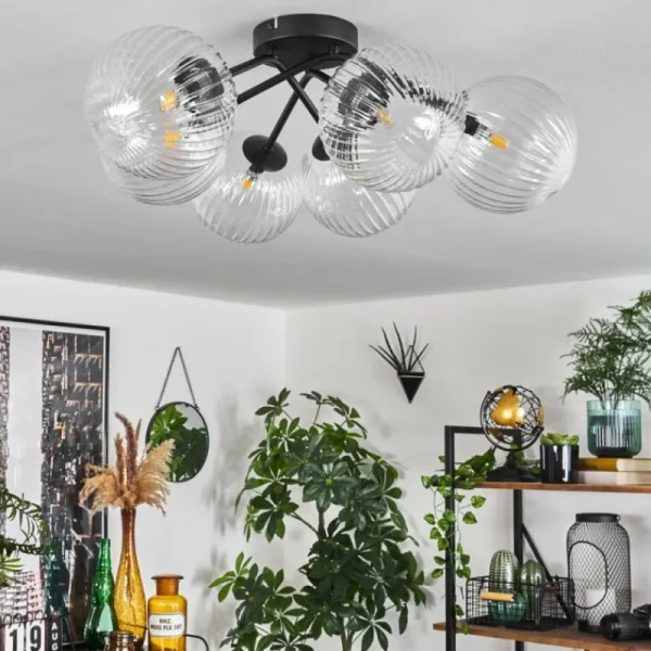 hofstein Plafonnier Chehalis Clair, 6 lumières* Lampes En Verre
