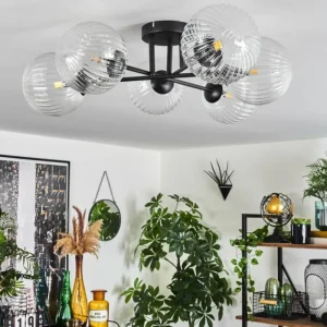 hofstein Plafonnier Chehalis Clair, 6 lumières* Lampes En Verre