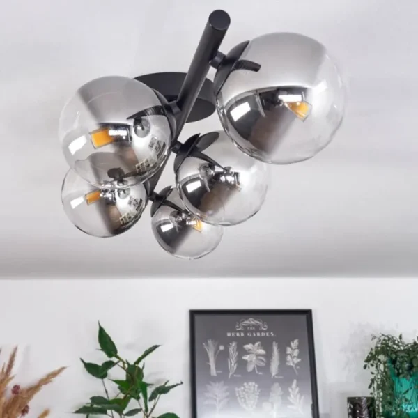 hofstein Plafonnier Chehalis Clair, Fumé, 5 lumières* Lampes Modernes
