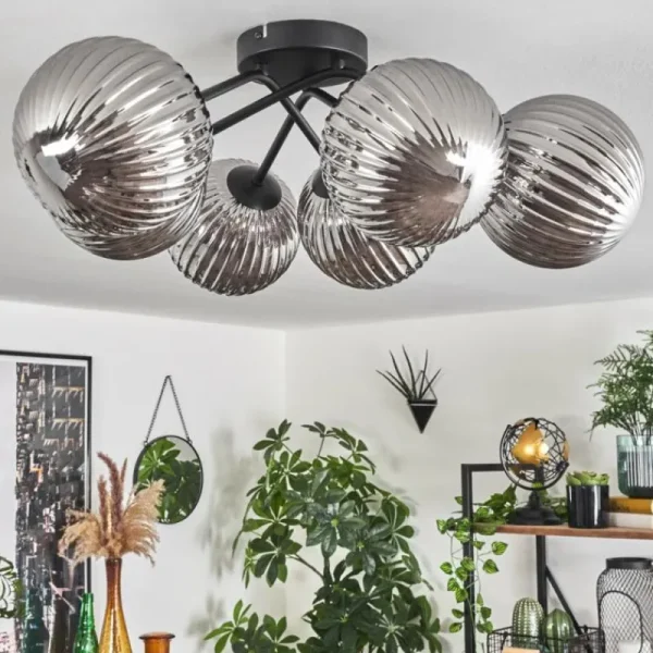 hofstein Plafonnier Chehalis Fumé, 6 lumières* Lampes Modernes