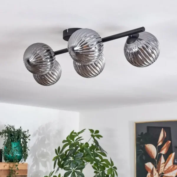 hofstein Plafonnier Chehalis Fumé, 5 lumières* Lampes Modernes