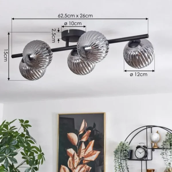 hofstein Plafonnier Chehalis Fumé, 5 lumières* Lampes Modernes