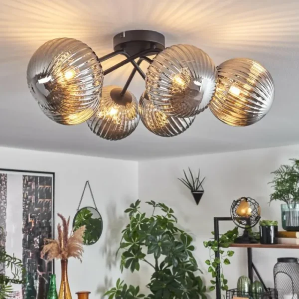 hofstein Plafonnier Chehalis Fumé, 6 lumières* Lampes Modernes