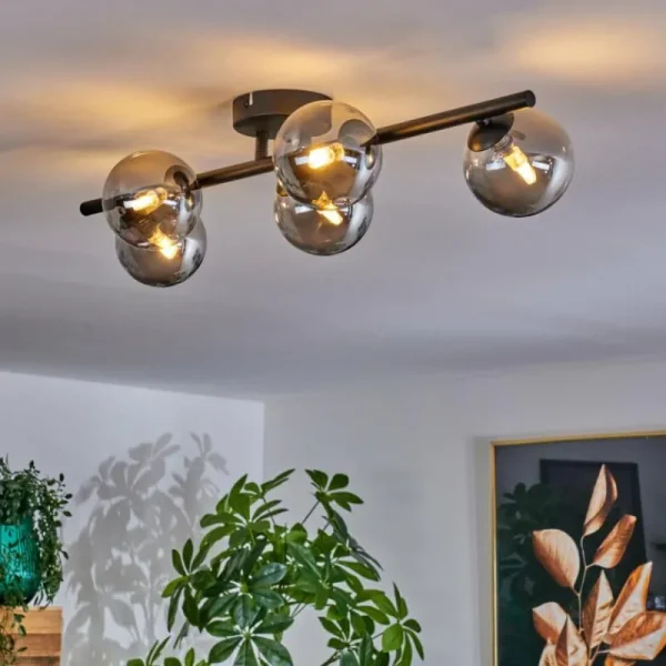 hofstein Plafonnier Chehalis Fumé, 5 lumières* Lampes Modernes