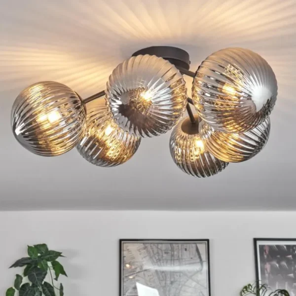 hofstein Plafonnier Chehalis Fumé, 6 lumières* Lampes Modernes