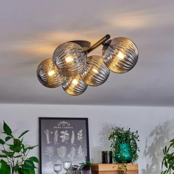 hofstein Plafonnier Chehalis Fumé, 5 lumières* Lampes Modernes
